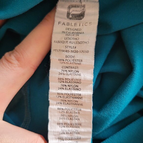 Fabletics Kelly Forest Mesh Powerhold Leggings Teal Green Tights Size Large - Picture 14 of 16